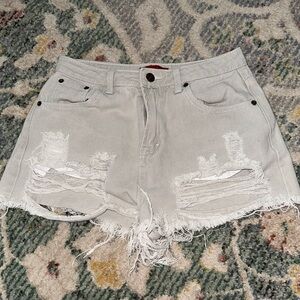 Destroyed Gray Denim Shorts